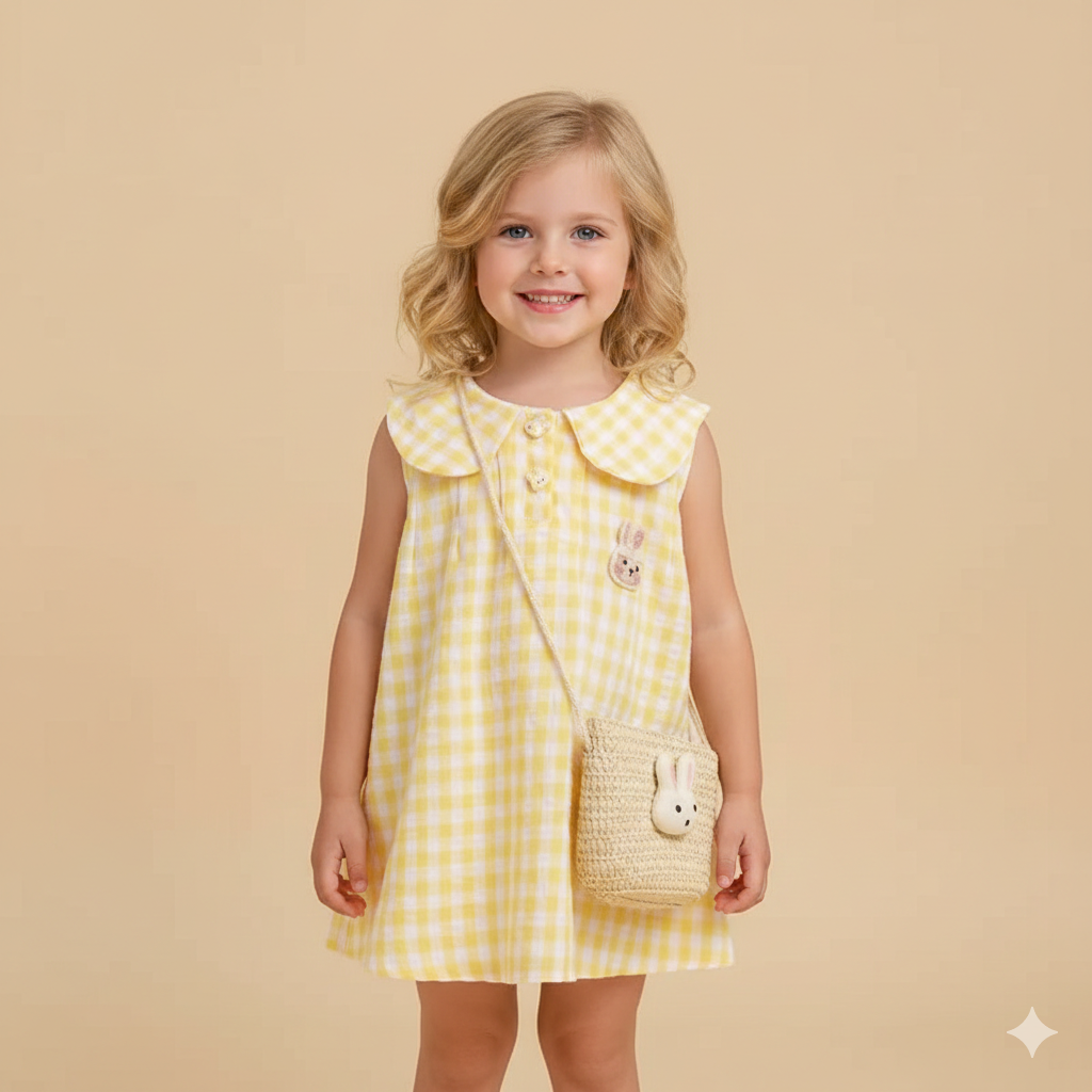 Plaid Dress & Matching Bunny Bag Set