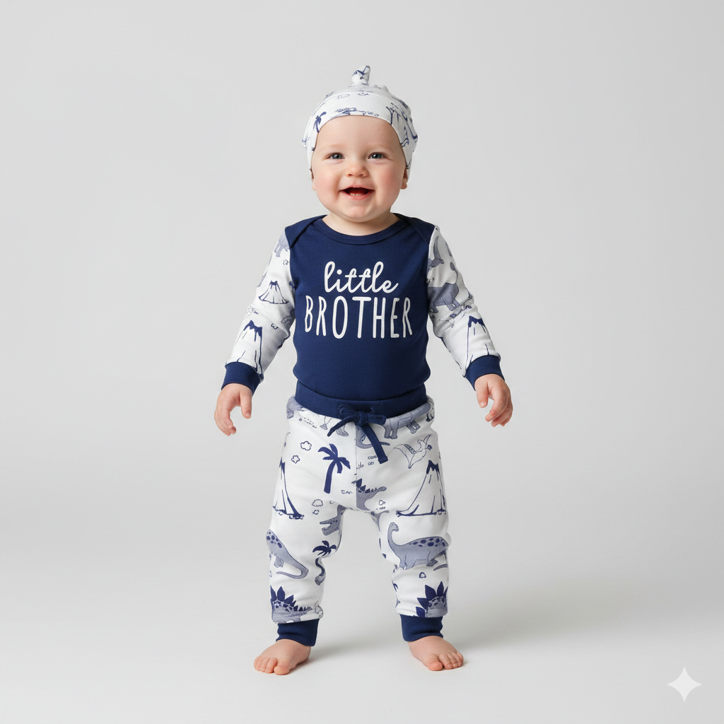 3-Piece Dinosaur Romper, Pants & Hat Set