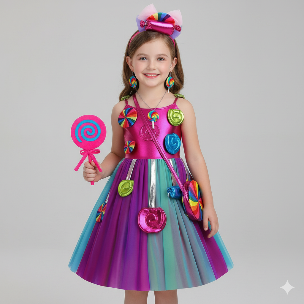 Girls' Candy Rainbow Lollipop Dress