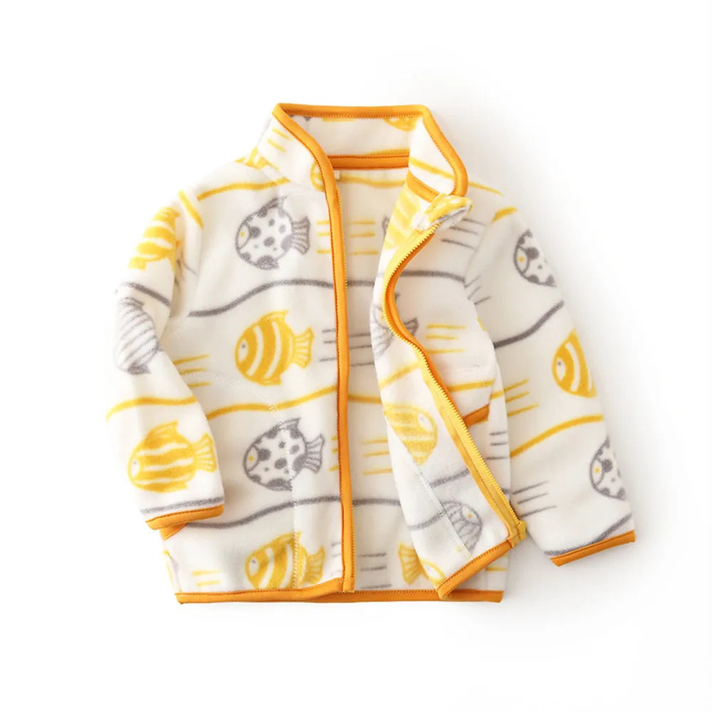 Printed Fleece Zipper Jacket for Kids