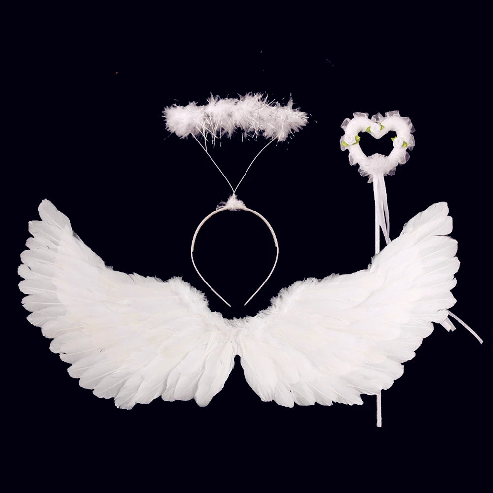 Girls White Angel Tutu Costume Dress