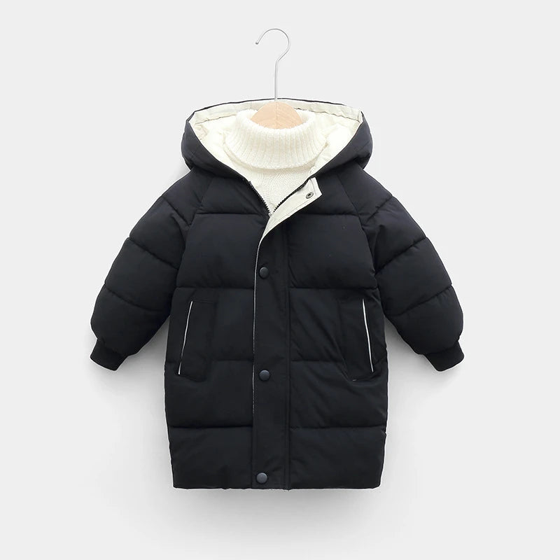 Unisex Hooded Longline Puffer Parka for Kids & Teens