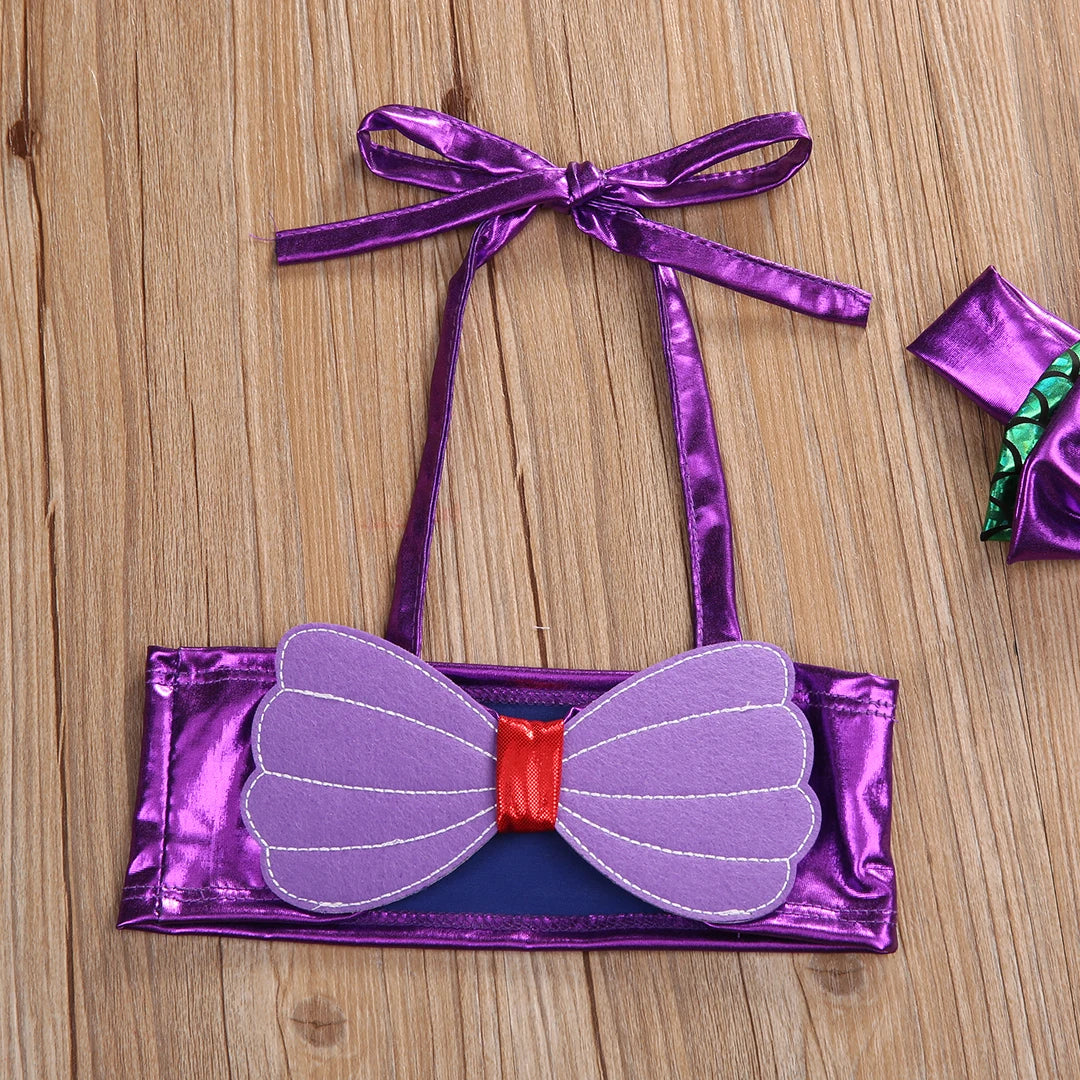 3-Piece Mermaid Tail Bikini & Bow Set