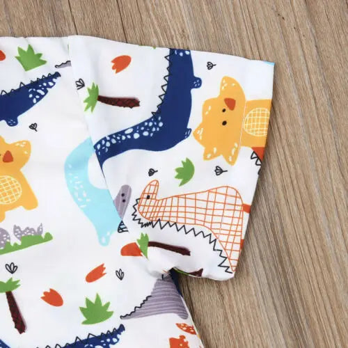 Dinosaur Print Baby Boy Summer Outfit Set