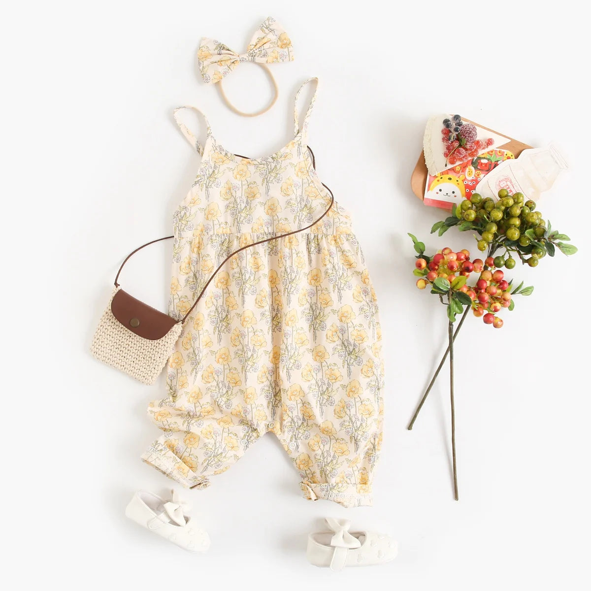 Baby Girl Floral Romper with Matching Headband