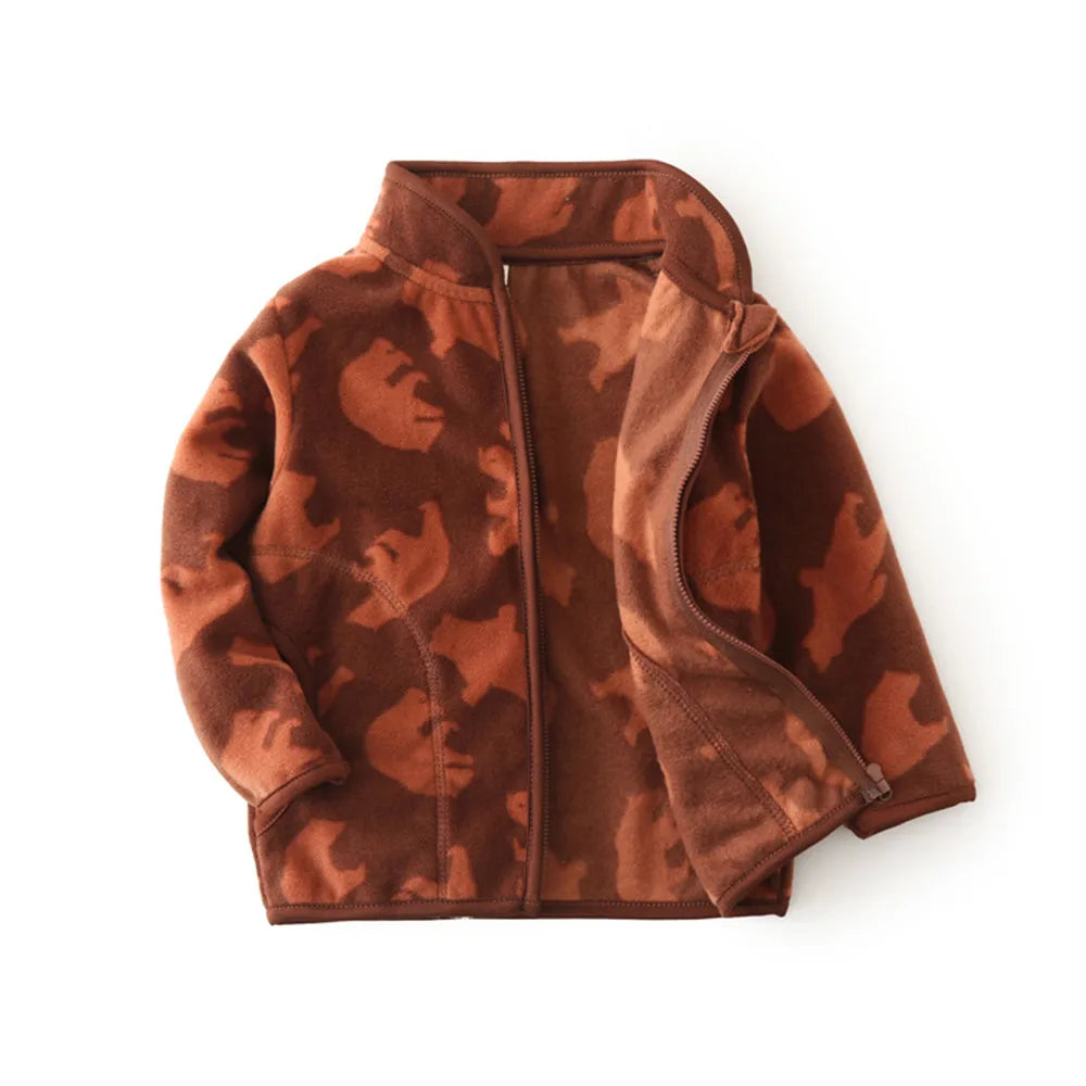Printed Fleece Zipper Jacket for Kids