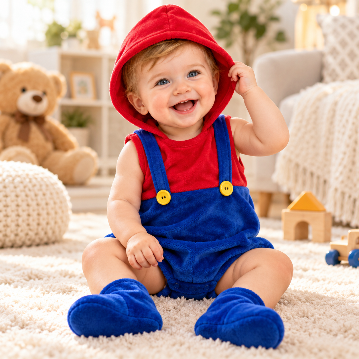 Baby 3-Piece Costume Romper Set with Hood & Socks