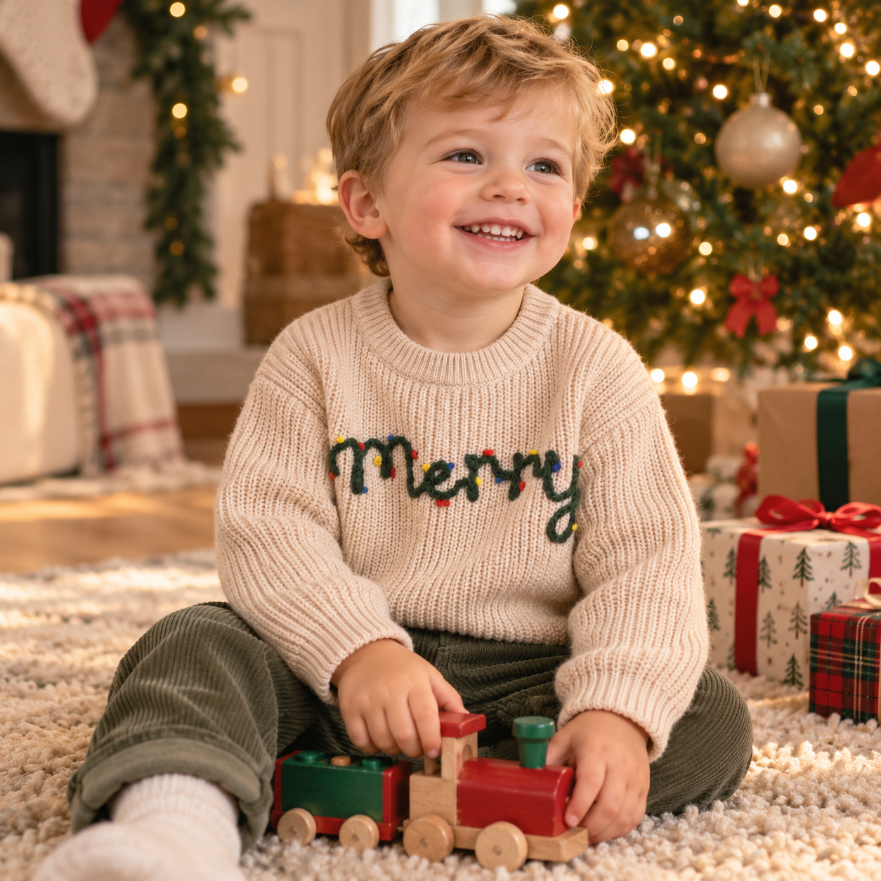 Baby & Toddler Christmas Embroidered Knit Sweater