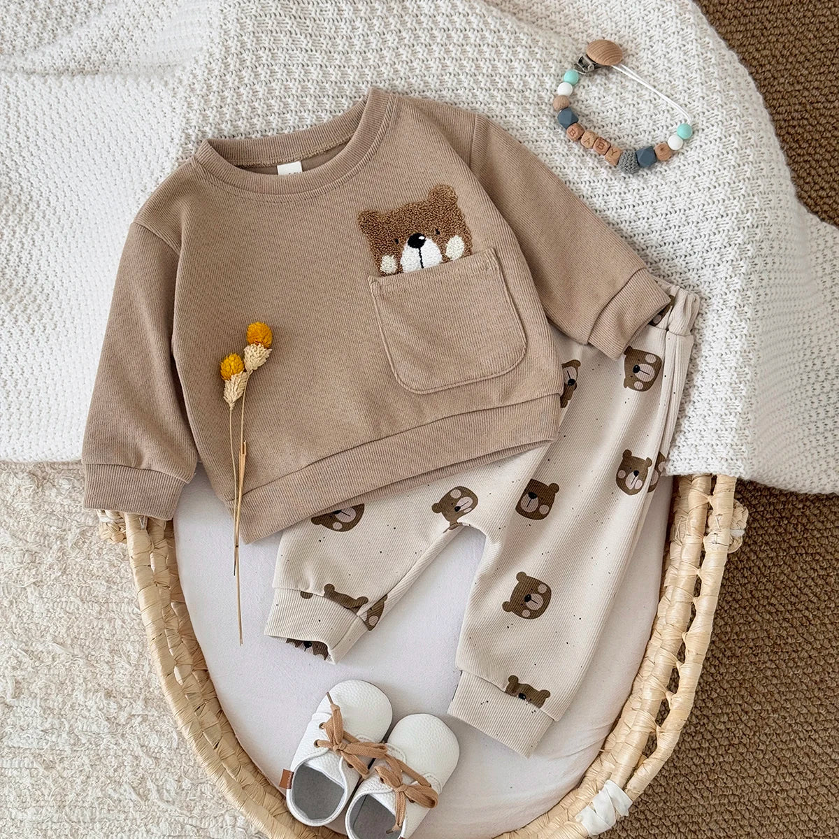 Peek-a-Boo Bear Pocket Sweatshirt & Pants Set