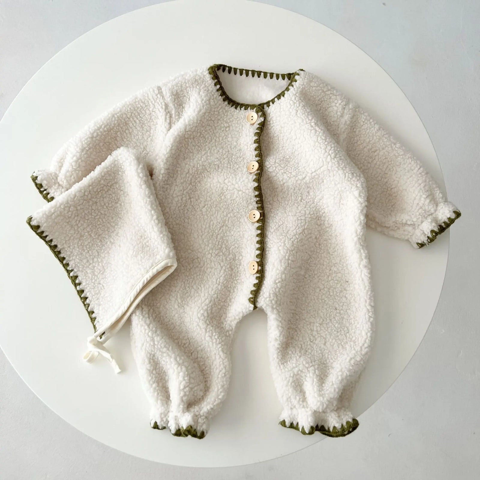 Velvet Baby Jumpsuit & Hat Set