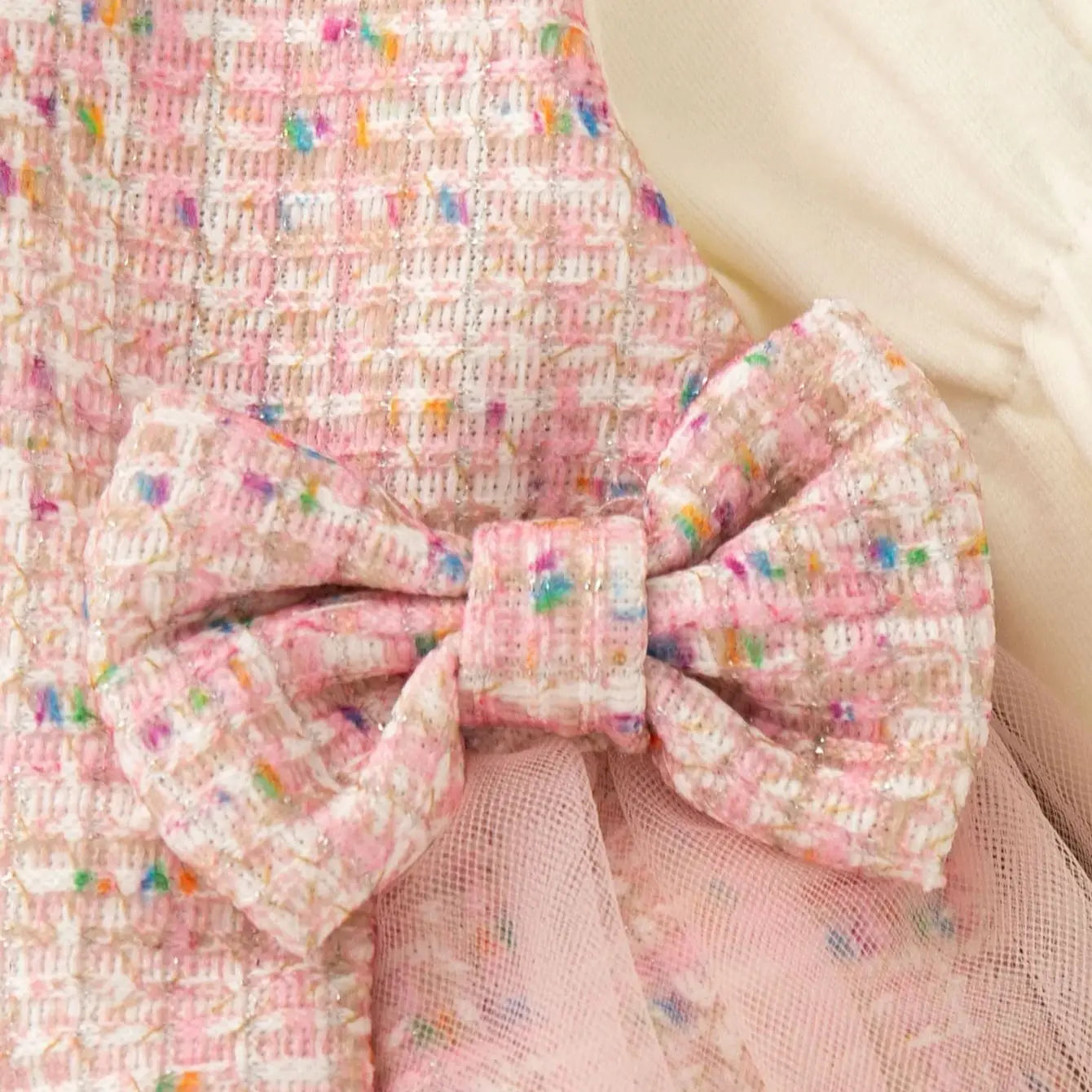 Checkered Bow Baby Girl Princess Dress Long Sleeve