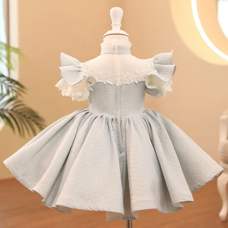 Girls’ Elegant Lace Ruffle Dress