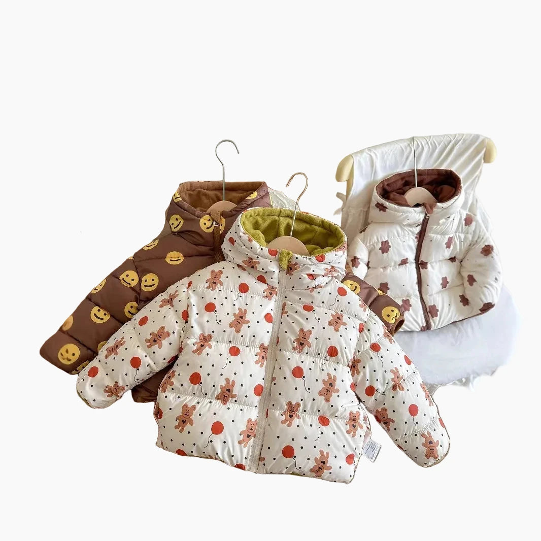 Kids' Hooded Double-Sided Plush-Lined Jacket