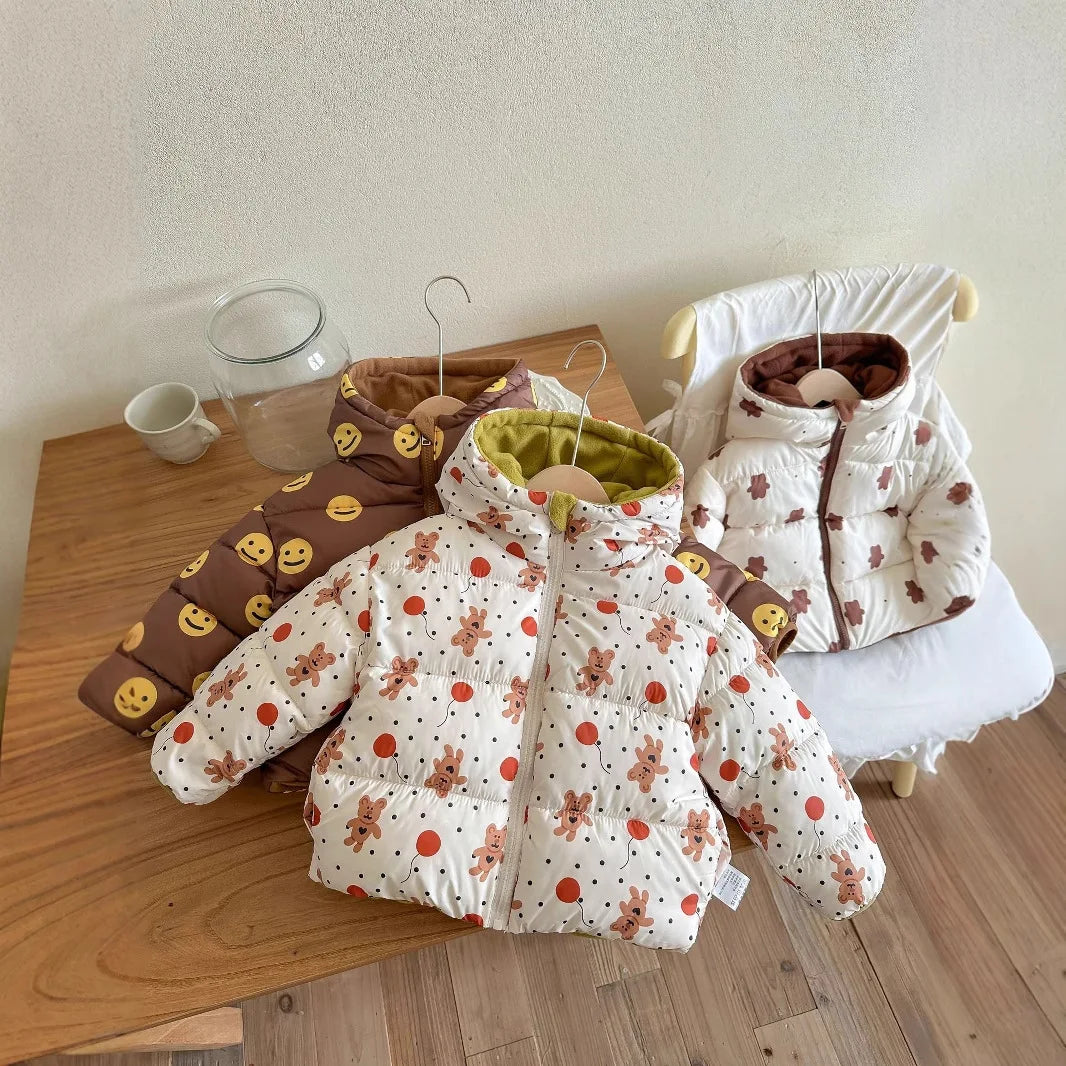 Kids' Hooded Double-Sided Plush-Lined Jacket