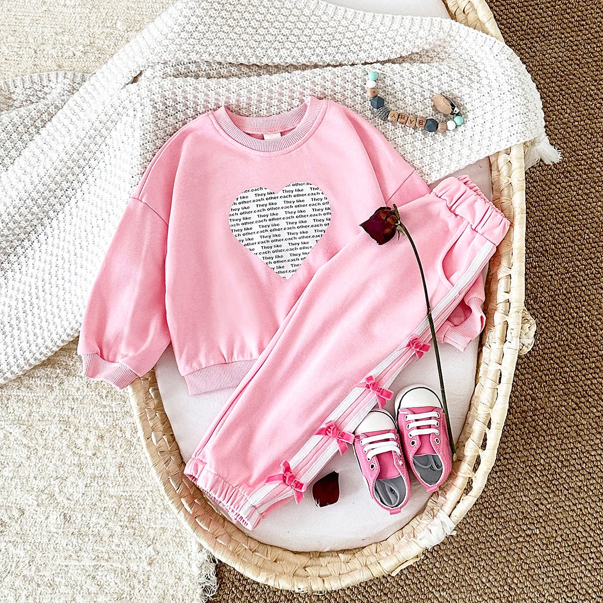 Toddler and Baby Heart Sweatshirt and Pants Set