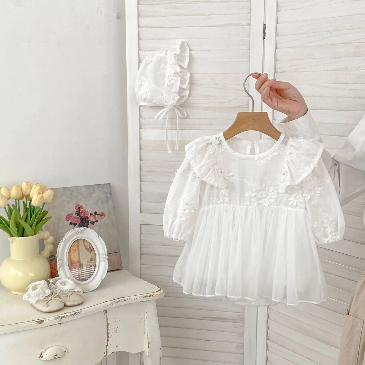 Baby Girl Long Sleeve Mesh Romper Dress
