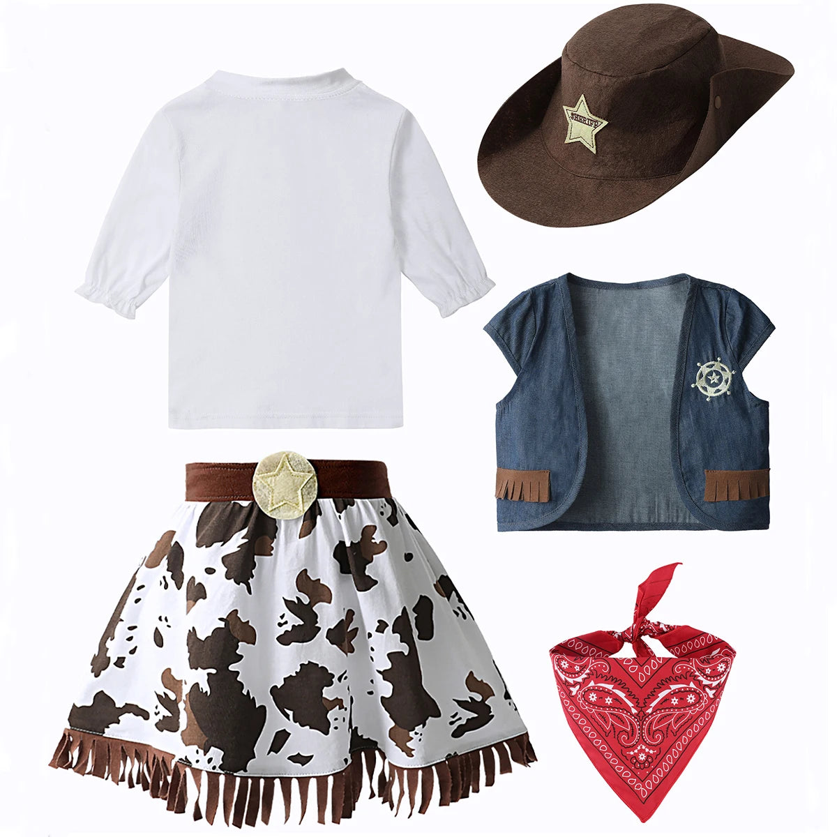 Girl's Deluxe Cowgirl Costume with Hat and Bandana