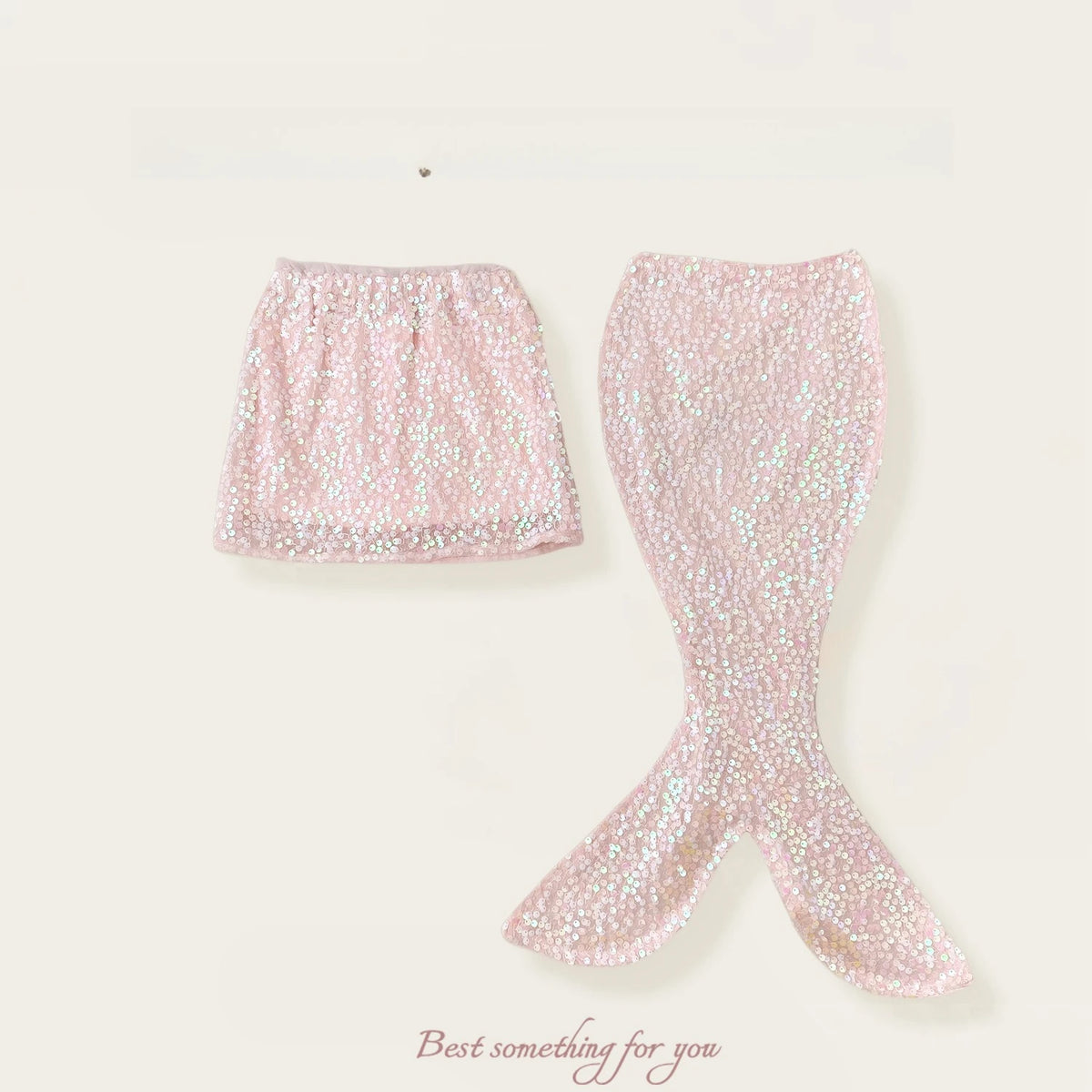 Girls' Pink Sequin Mermaid Costume Set – Shell Top & Mermaid Tail