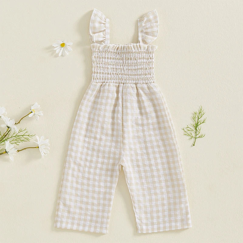 Girl Gingham Ruffle Jumpsuit
