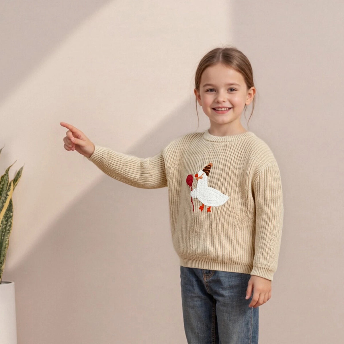 Baby & Toddler Goose Balloon Embroidered Sweater
