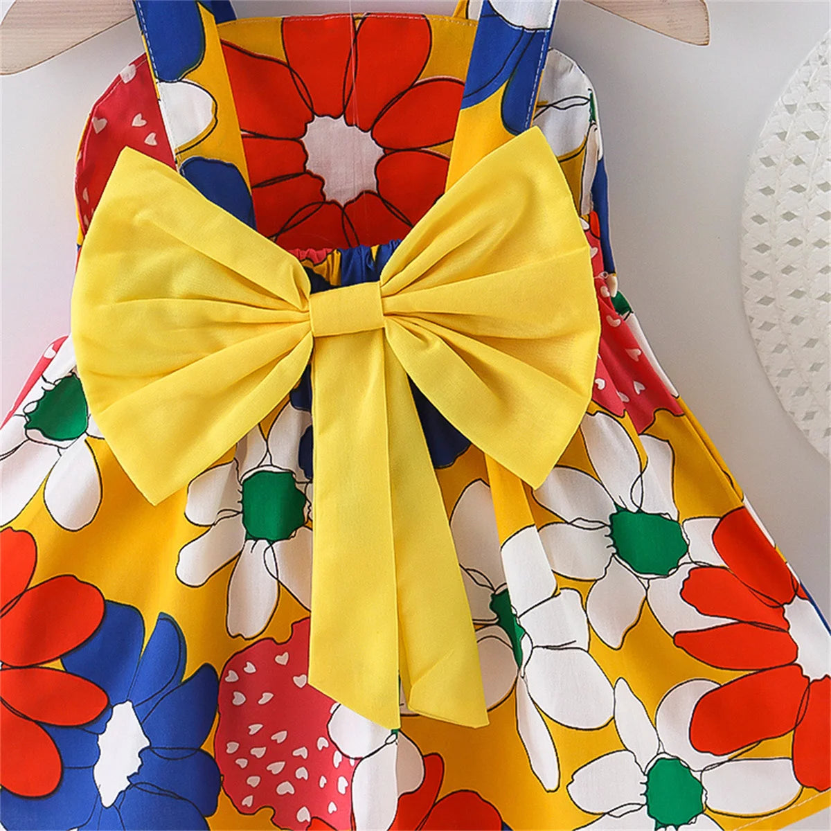 2-Piece Floral Bow Dress & Hat Set for Girls
