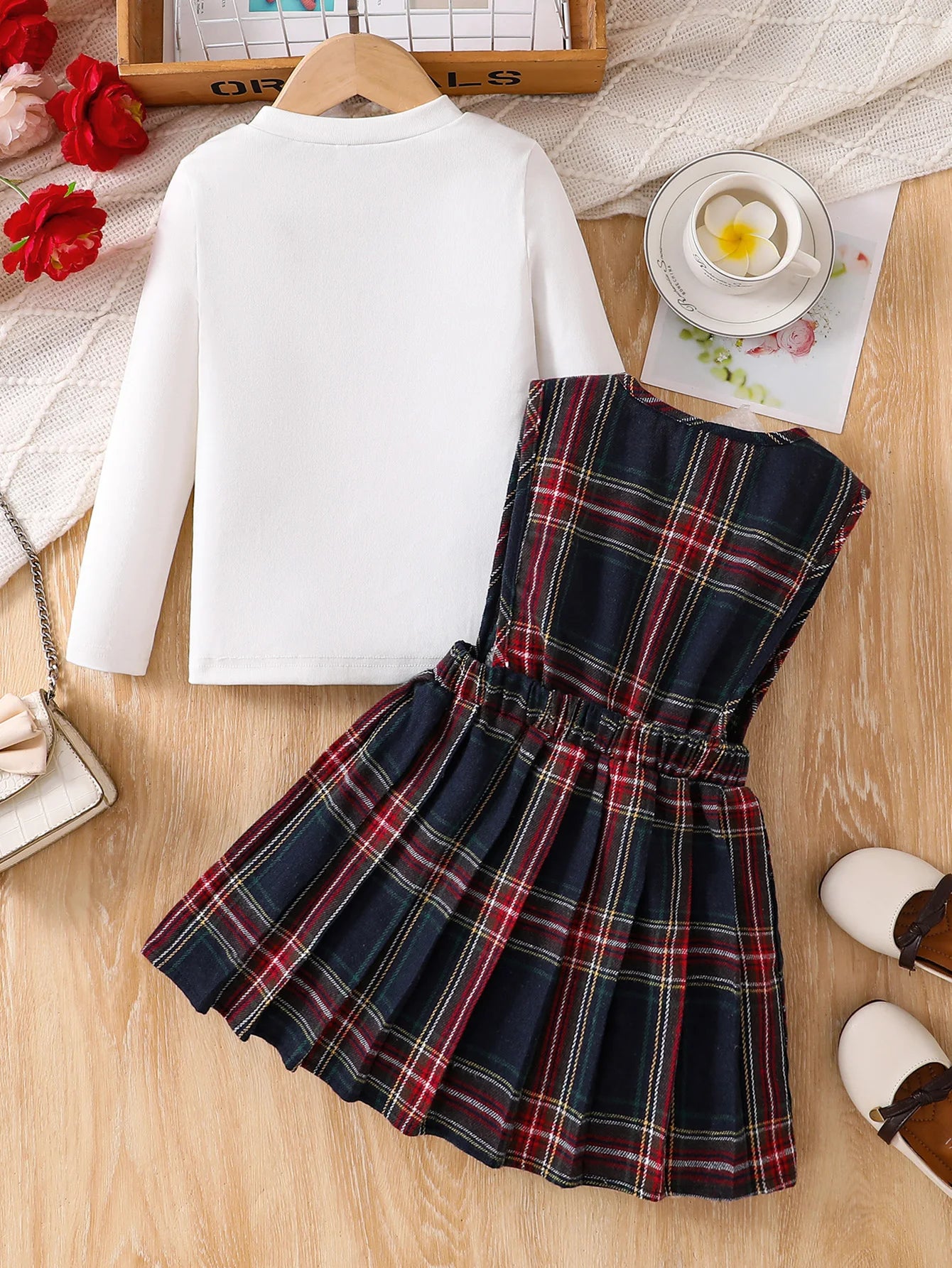 Girls' 2-Piece Plaid Dress Set