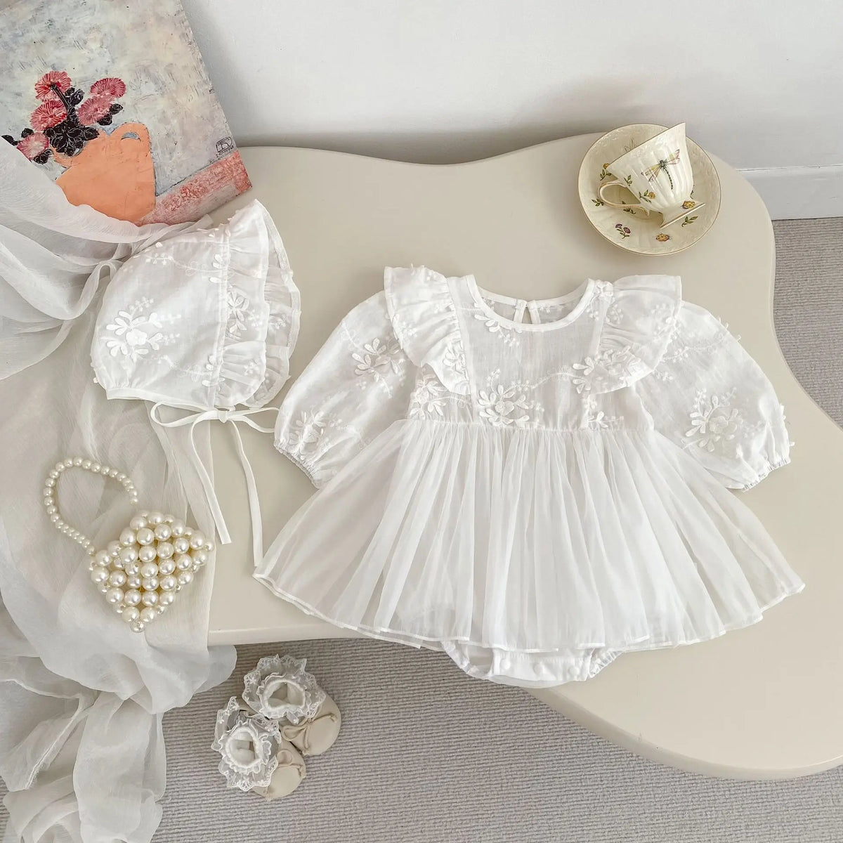 Baby Girl Long Sleeve Mesh Romper Dress