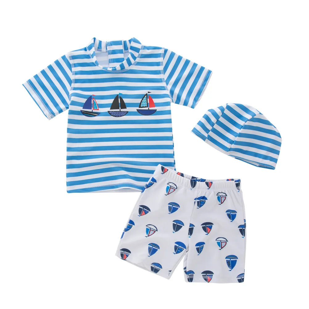 3-Piece Sunscreen Rash Guard & Shorts Swim Set