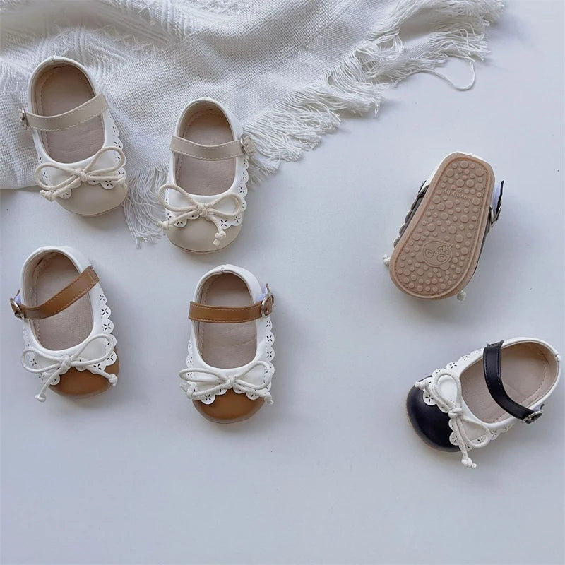 Baby Girls Princess Walking Shoes with Lace Bow