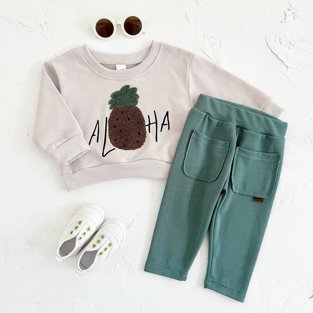 Aloha Pineapple Terry-Knit Sweatshirt & Pants Set