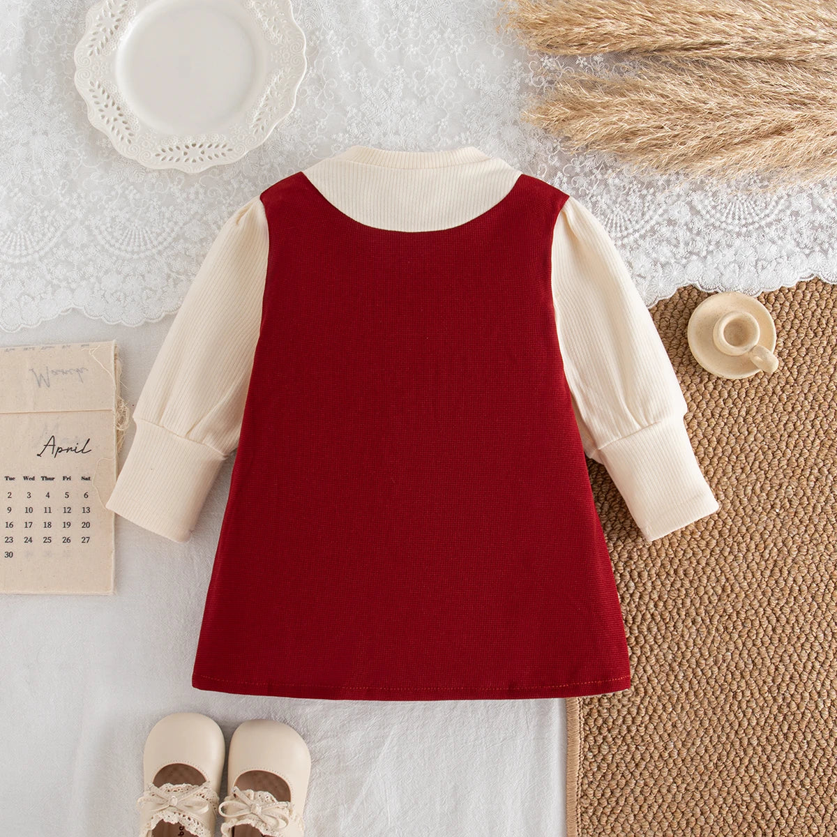 Baby Girl Colorblock Bow Knit Long Sleeve Dress 9M–3 Years