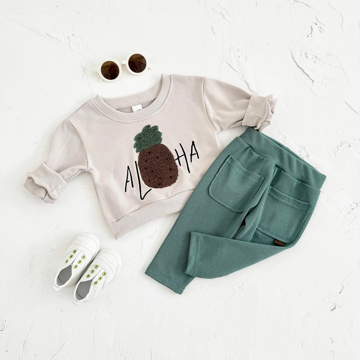 Aloha Pineapple Terry-Knit Sweatshirt & Pants Set