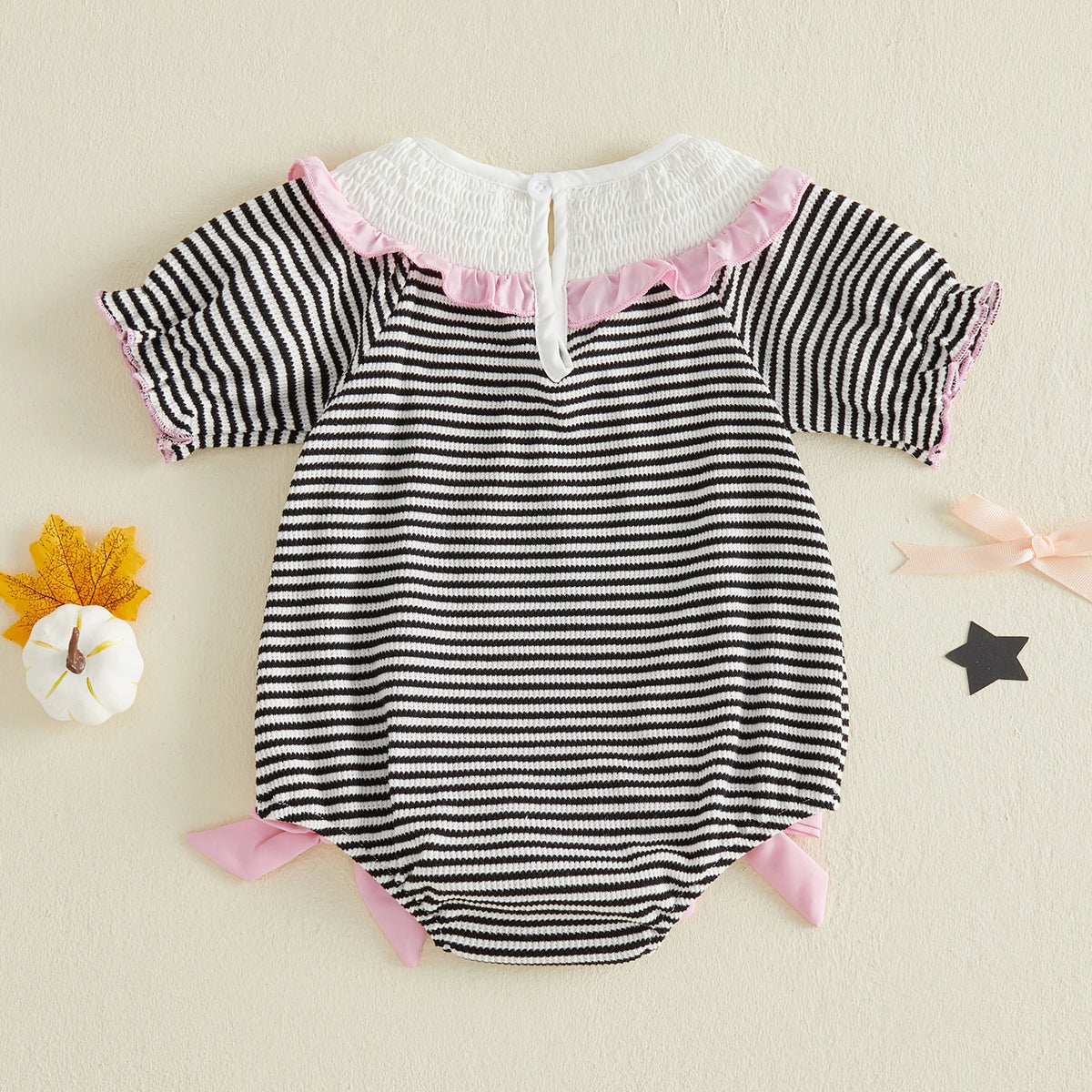 Baby Girl First Halloween Pumpkin Embroidered Bodysuit