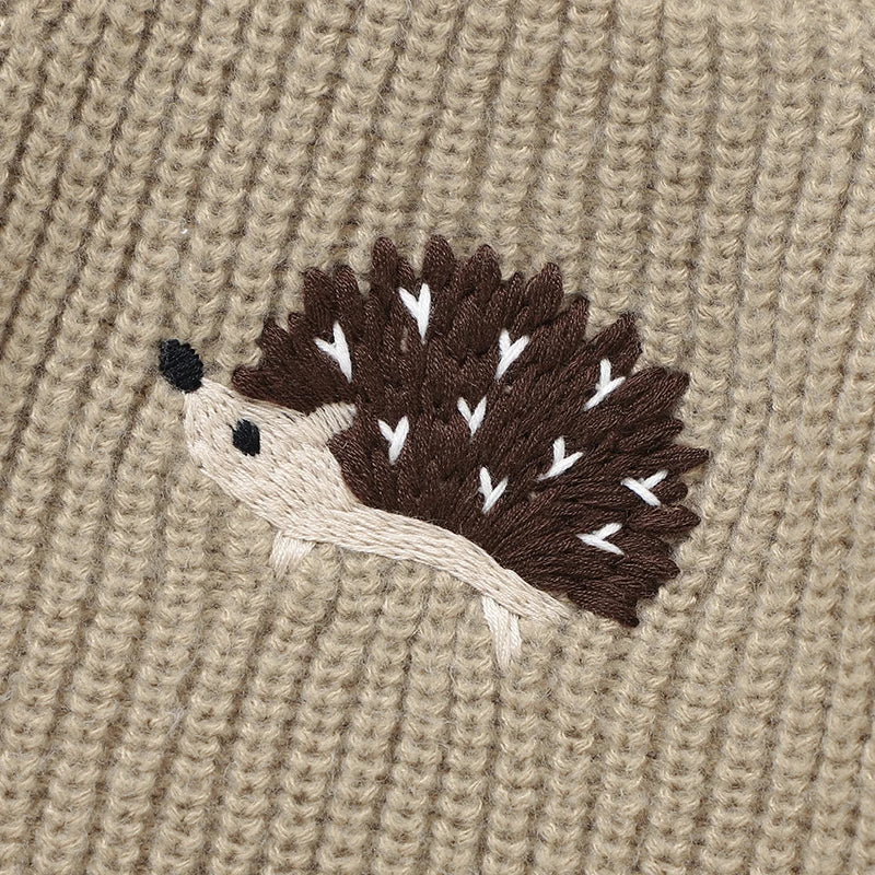 Little Hedgehog Embroidered Knit Sweater