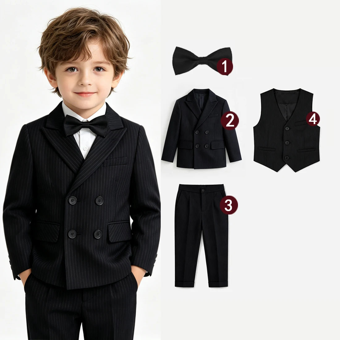 Toddler Boys' Striped Formal Suit Set