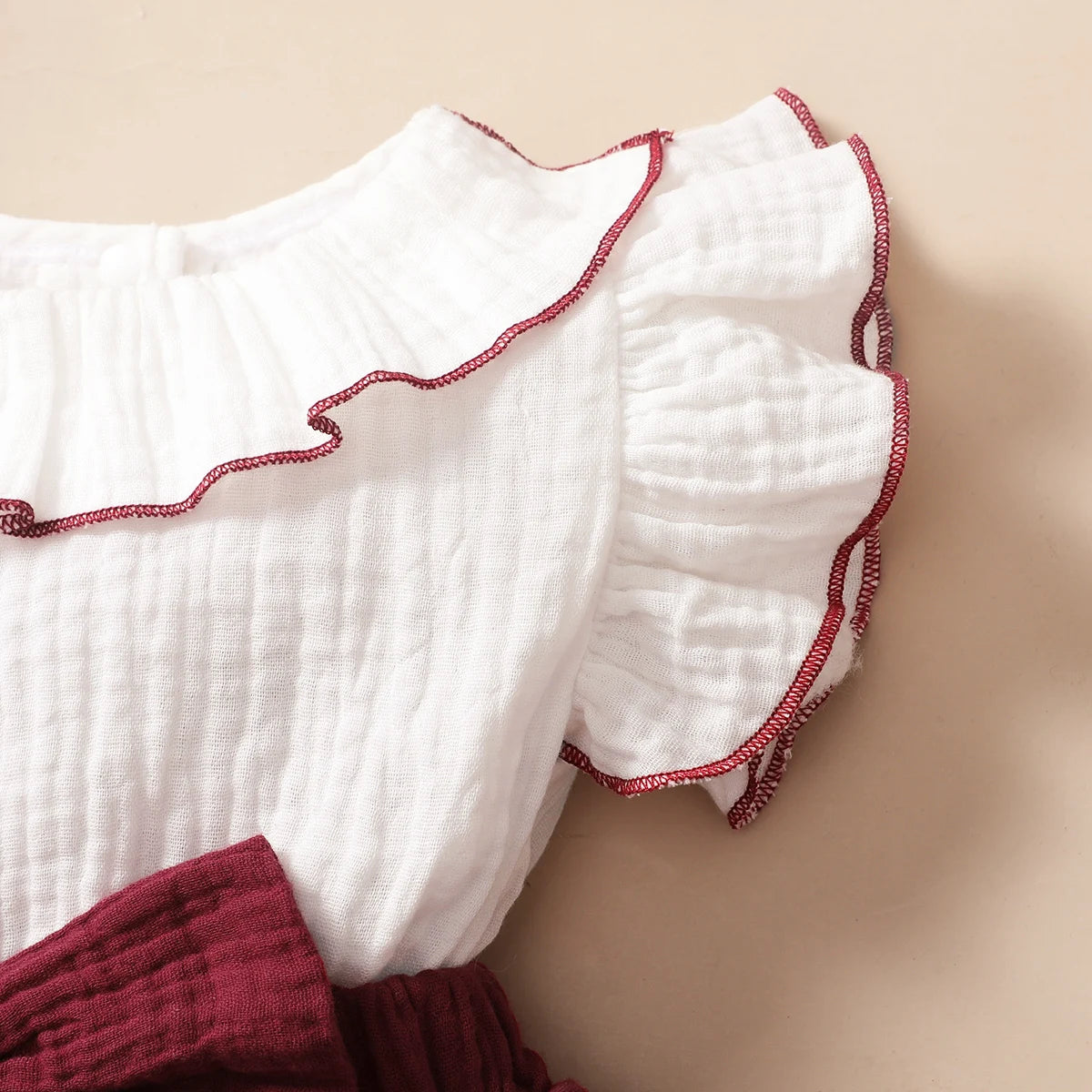 Baby Girl Wine Red Tiered Ruffle Dress & Headband Set