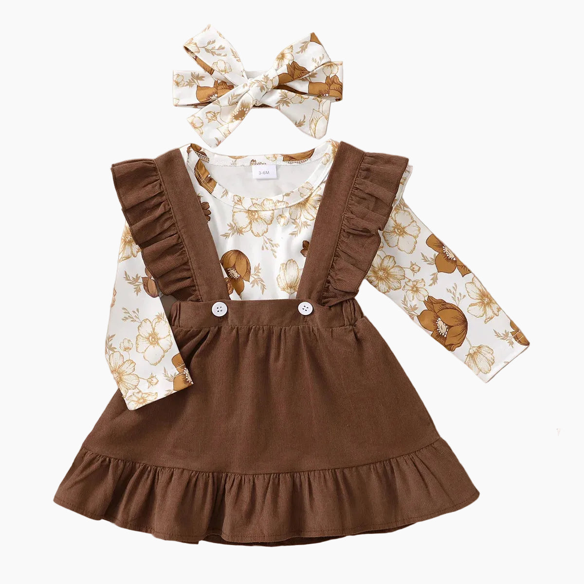 Baby Girl Camellia Top, Skirt & Headband 3-Piece Set