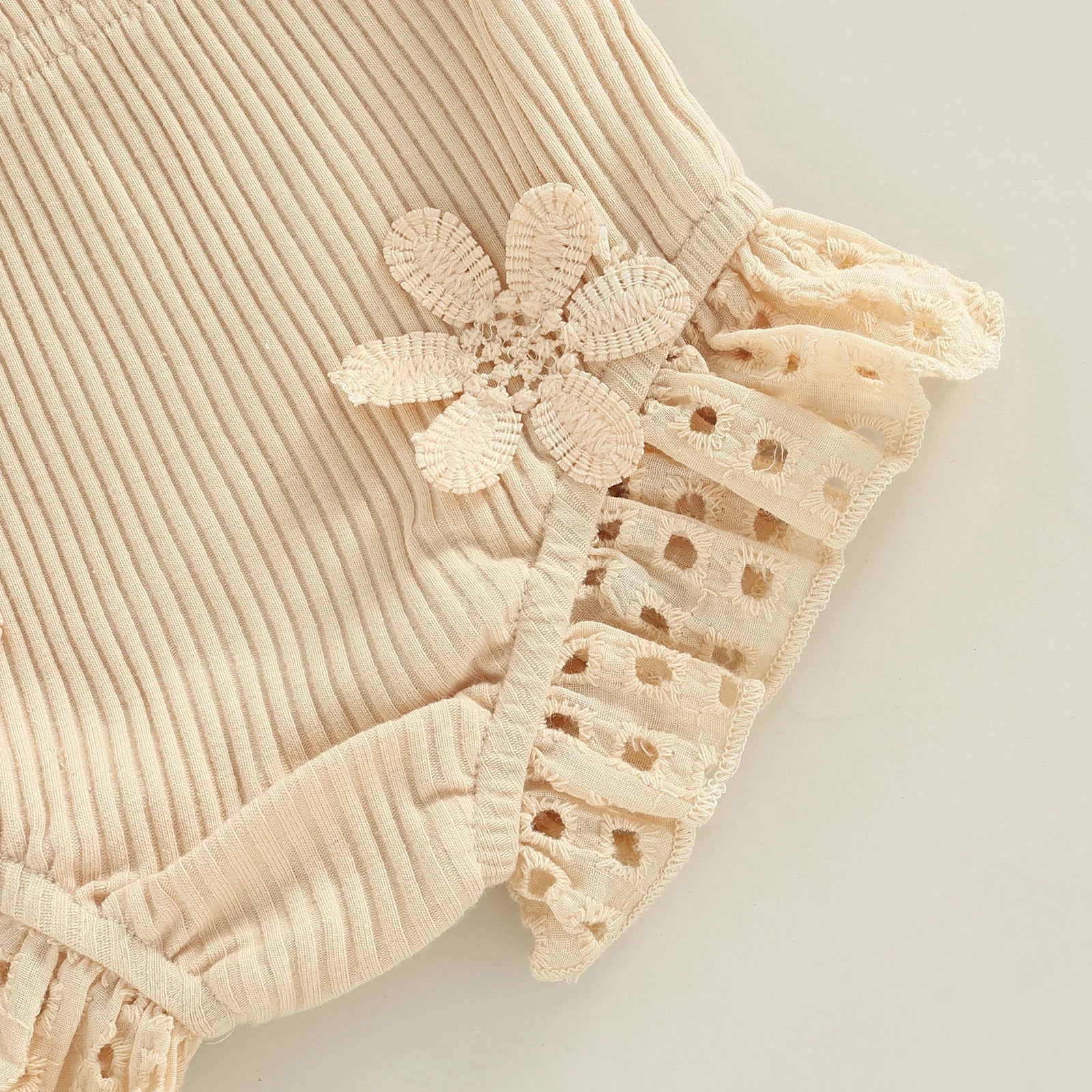 Baby Girl Eyelet Smocked Pom-Pom Tank Top & Ruffle Shorts 2-Piece Set