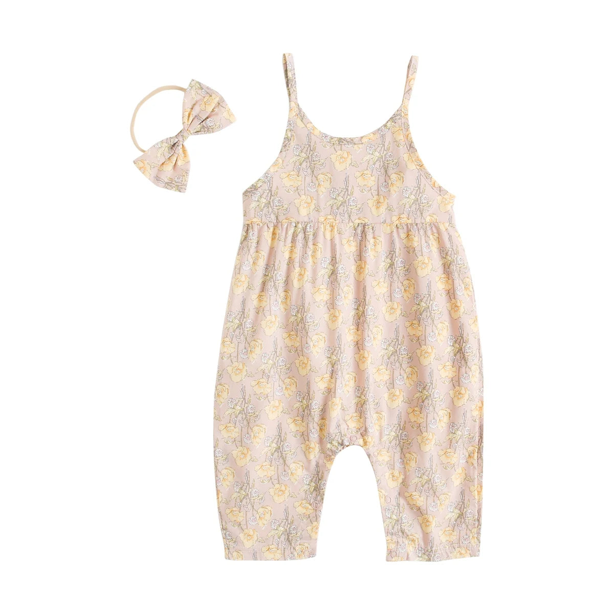 Baby Girl Floral Romper with Matching Headband