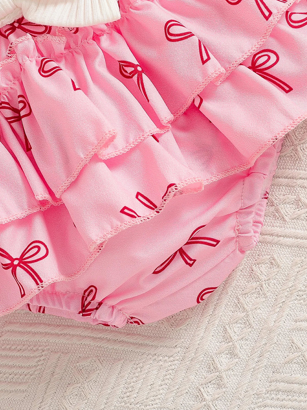 Baby Girls’ Summer Bow Print Romper Outfit