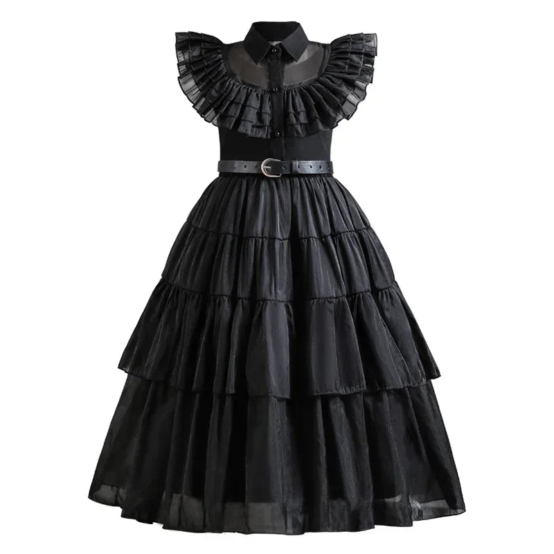 Gothic-Inspired Black Dress Costume for Girls