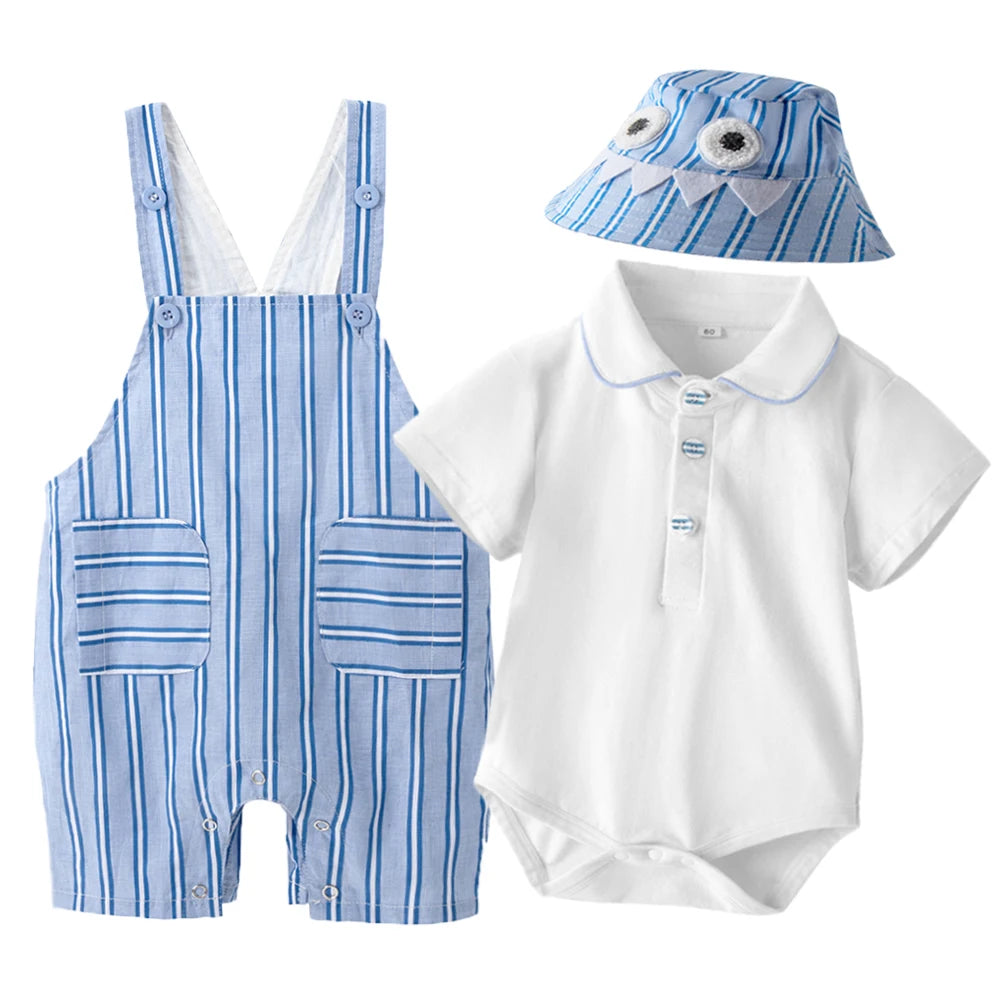 3PCS Baby Boy Striped Summer Outfit Set
