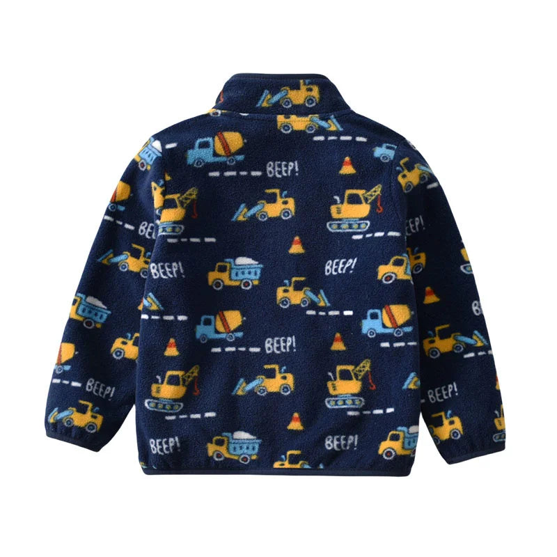 Printed Fleece Zipper Jacket for Boys