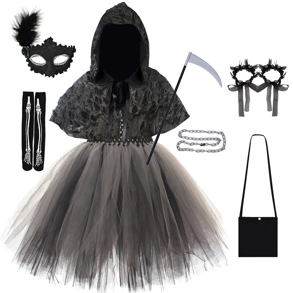 Girl's Gothic Reaper Deluxe Costume Set