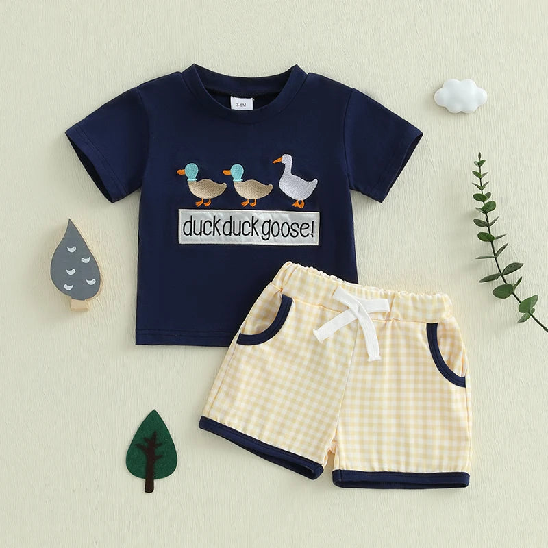 2-Piece Toddler Boy's Embroidered T-Shirt & Shorts Set