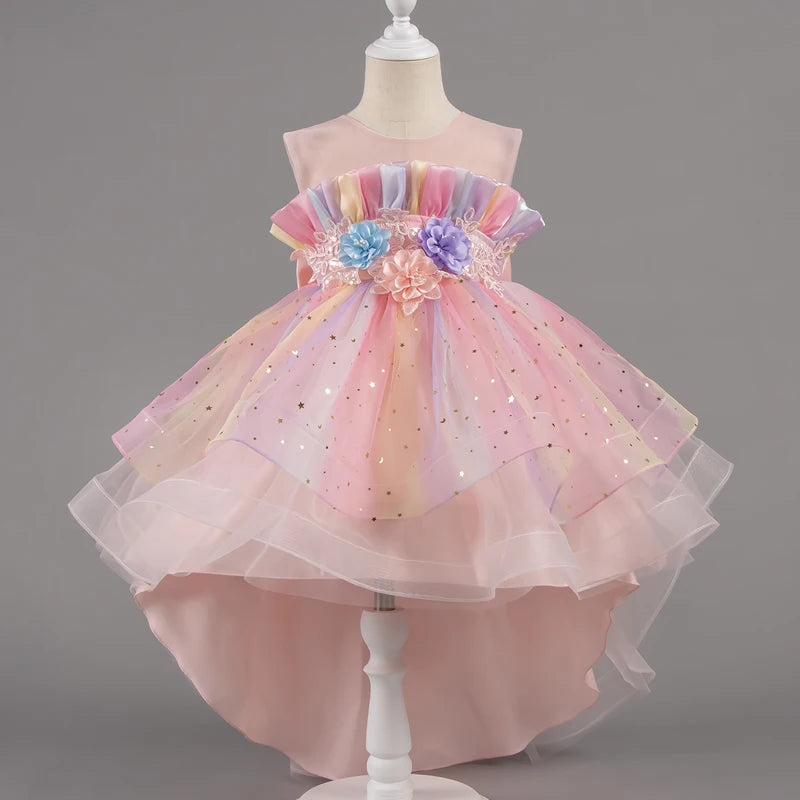 Girls Pastel Princess High-Low Tulle Dress