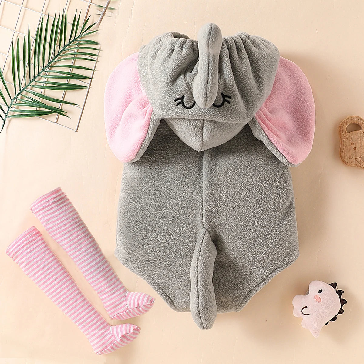 Baby Elephant Mouse Romper Costume with Pink Stockings