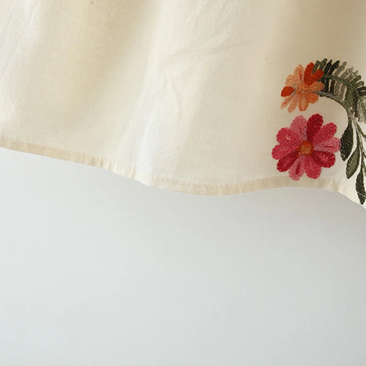 Embroidered Bubble Sleeve Dress