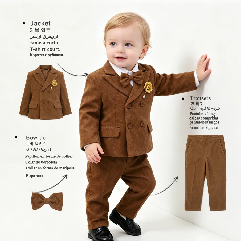 Toddler Boys' Corduroy Double-Breasted Suit Set