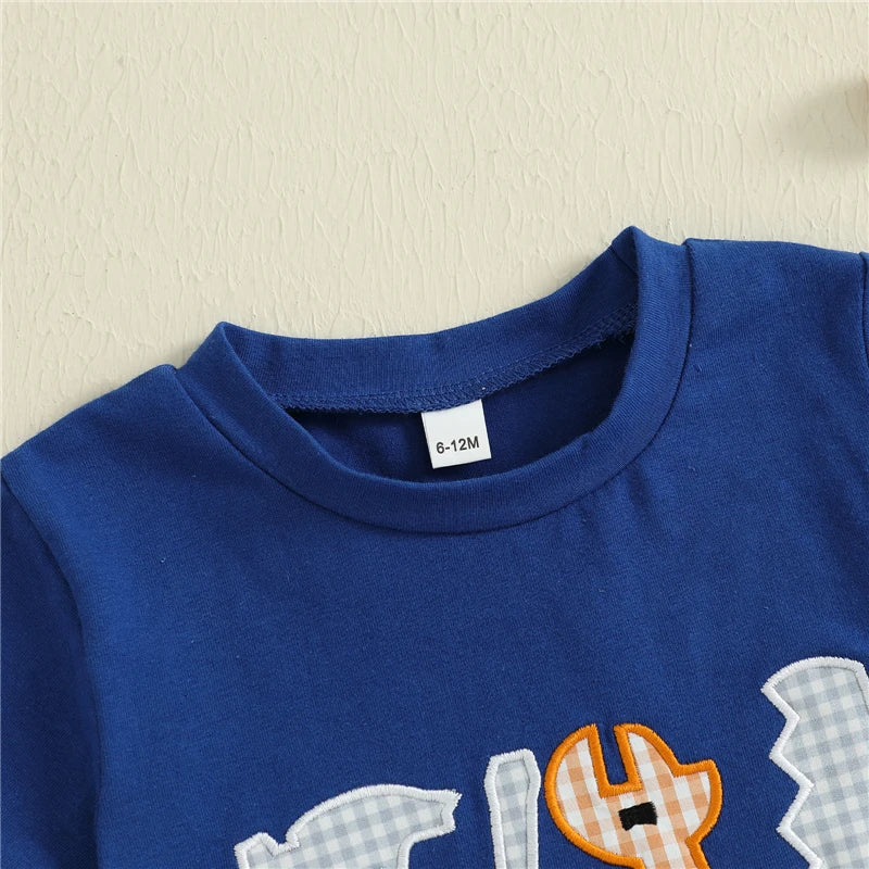 Tool Embroidery T-Shirt & Plaid Shorts Set